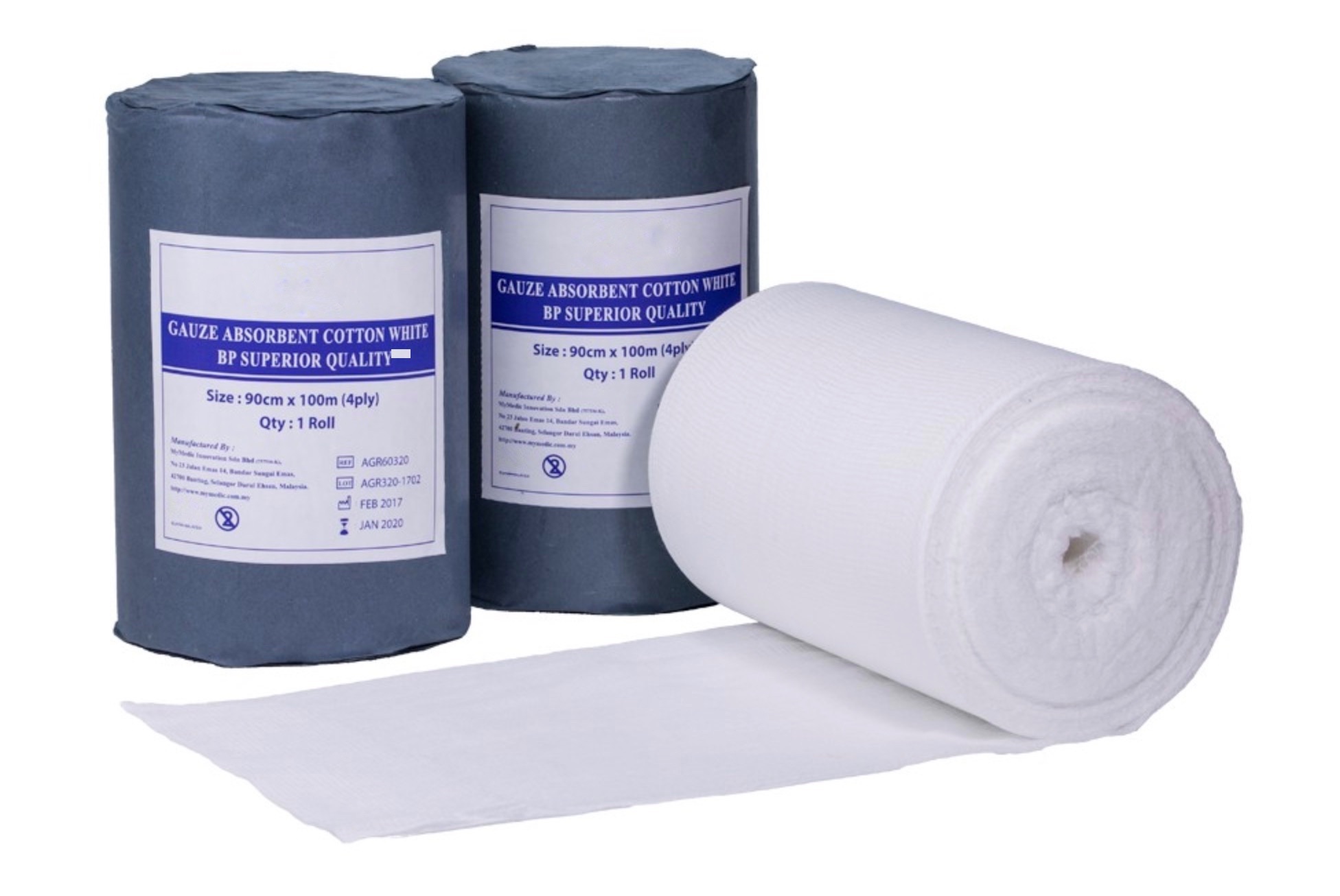 Rollo de gasa de algodón absorbente estéril disponible aprobado por ISO